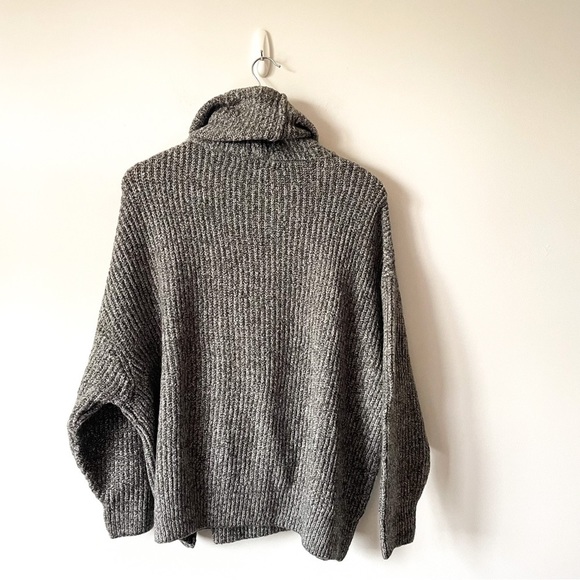 Zara Soft Knit Oversized Slouchy Turtleneck Sweater Heather Grey Sz Medium - Picture 7 of 9